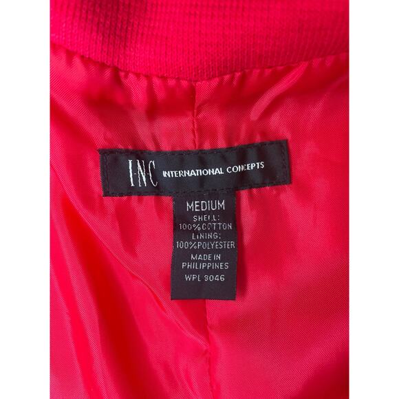 INC International Concepts Double Knit Cotton Cropped Red Pea Coat - Picture 6 of 6